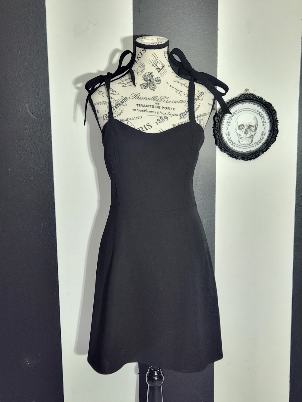Sunday Best Black Tie-Shoulder A-Line Mini Dress